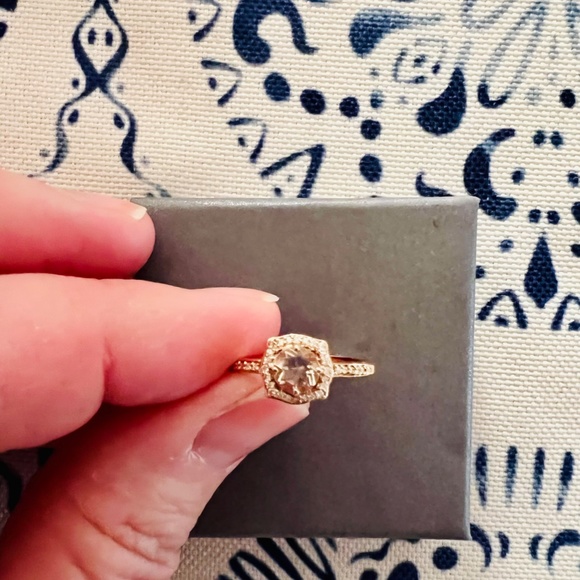 NEW Genuine Morganite & Diamond Ring 14K Rose Gold Size 7 - Picture 3 of 9